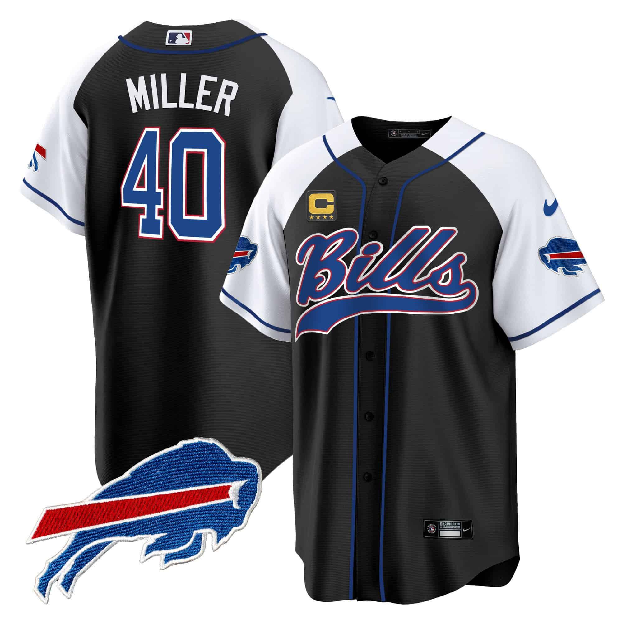 Men Buffalo Bills #40 Miller Black 2024 Nike Baseball Game NFL Jersey style 1->indianapolis colts->NFL Jersey